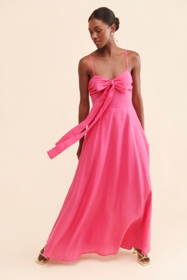 open lace back dress 40s Pink Linen Sundress main image 1