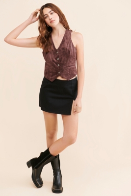 Bay Leaf Faux Suede Vest | Nuuly