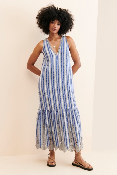 long denim dress strapless Sequined And Lace With Embroidered Detail – Rodarte Bust:36” (92cm) DD2025_50_MD wash denim Santiago Off Shoulder Mini