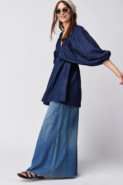 portia denim mini dress in indigo dark rinse Portia Denim Mini Dress