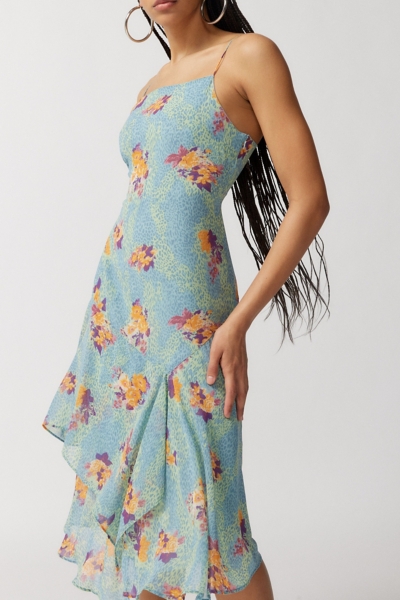 sachin and babi light blue dress DKNY By Donna Karan Sleeveless Ombre Chiffon Faux Wrap Midi Dress