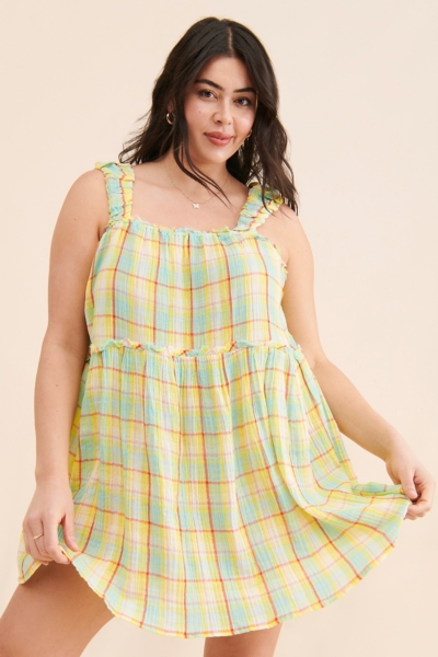 best dress color for fall wedding Autumn Plaid Mini Dress main image 1