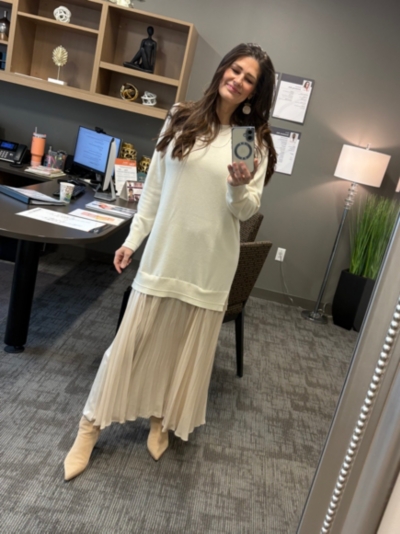 long sleeve twofer sweater midi dress New XL By Anthropologie long-sleeve Twofer sweater slip midi dress