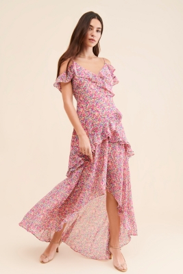 Ruffle High-Low Maxi Dress | Nuuly
