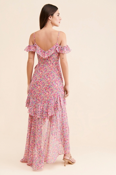 chinese dress ladies PRETTYGARDEN Womens Summer Strapless Maxi Dresses Ruffle Tube Asymmetr