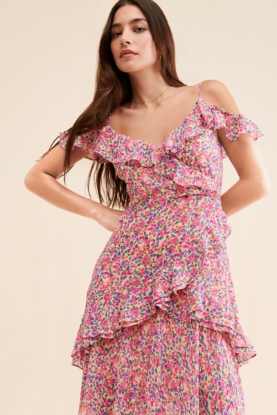chinese dress ladies Fashion White V-Neck High Low Ruffle Cross Open Back Sleeveless Maxi Dress L / White