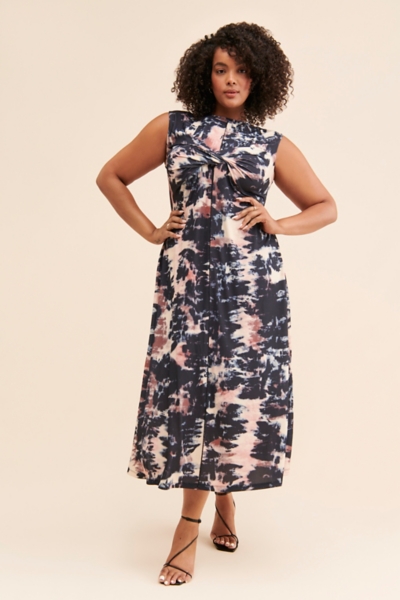 knit midi dress cut out Knit Midi Dress W/Front Cut Out XS / Mocha main image 1