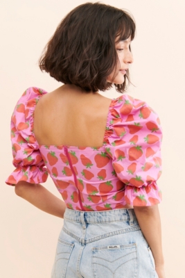 Sophie Strawberry Crop Blouse | Nuuly