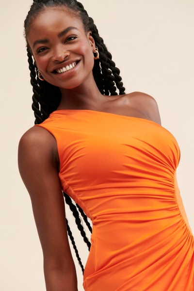 orange rose dress Rose One-Shoulder Dress
