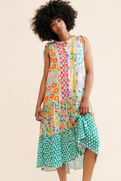 Mixed Print Button Front Dress | Nuuly
