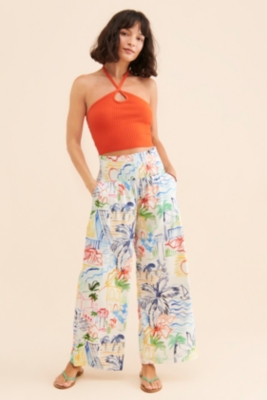 Smocked Waist Printed Pants