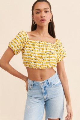 ★Newalrin★ Cloud mist Printed Crop Top MWL Form Racerback Crop Top in Tropicale Floral | Madewell