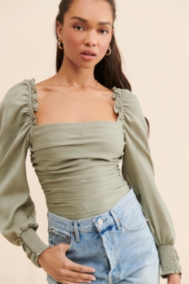 Puff Sleeve Square Neck Top | Nuuly