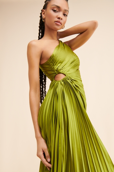 white christmas dresses Cressida Bow-Detail Pleated A-Line Mini Dress in Black main image 1