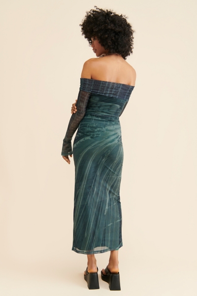 terra off the shoulder dress Terra Bardot Midi Dress in Cityscape Green, XXL