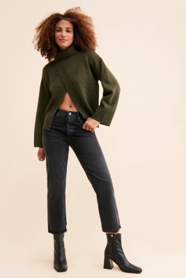 RWHR313 - Wool Turtleneck Sweater with Heavy Cotton Rib