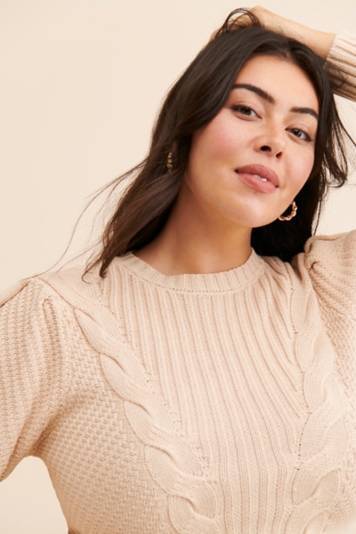 Her lip to Back Ribbon Knit Pullover モカ Aspen Open Side Pullover in Camel – MIRTH