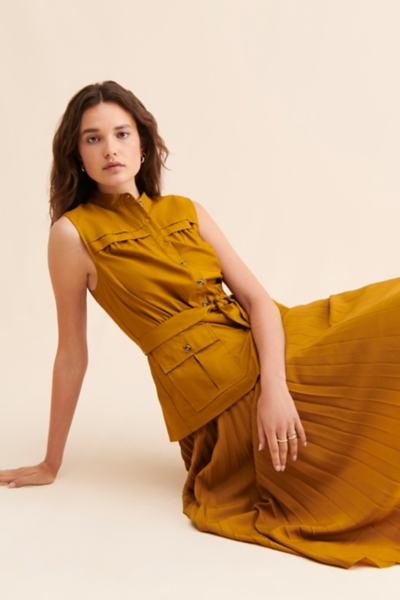 knee length dresses for ladies Yellow Tiered Sleeveless Midi Dress – Gabi Swimwear main image 0