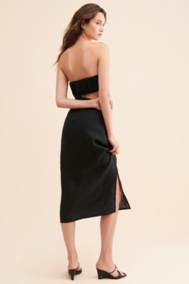 ★PLAGE_seoul★ Linen Cutout Dress_Black The Mykonos - Solid Black Linen Beach Dress – Kenny Flowers