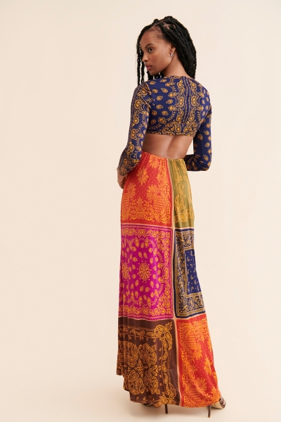 multicolor bandana dream cut out maxi dress Farm Rio Bandana Dream Cut-Out Maxi Dress (L) |