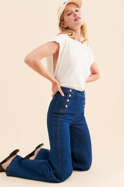 Sailor Snap Wide Leg Jeans | Nuuly
