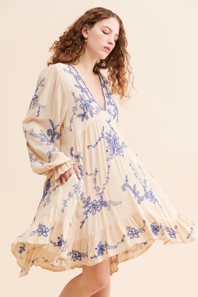free people embroidered mini dress Free People Country Roads Embroidered Mini Dress, Size Large – Vanessa Jane main image 0