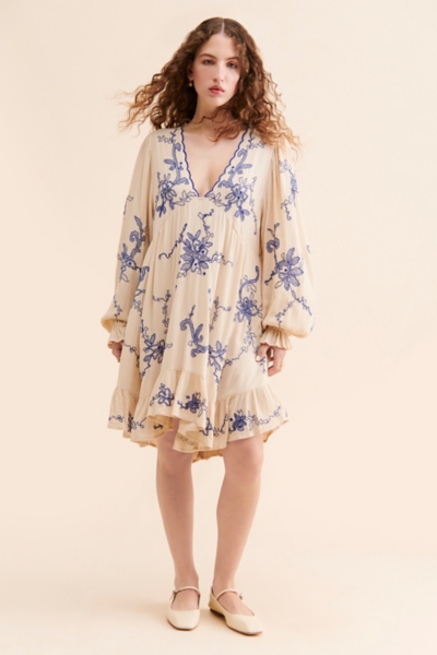 linen mini slip dress Linen Slip Dress Blue Zuccero / XS