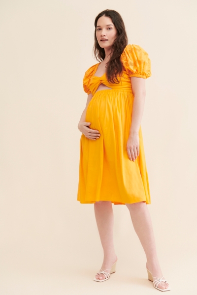 knee length dresses for ladies Yellow Lace Baby Shower, Evening, Formal Maternity Dress XL main image 1