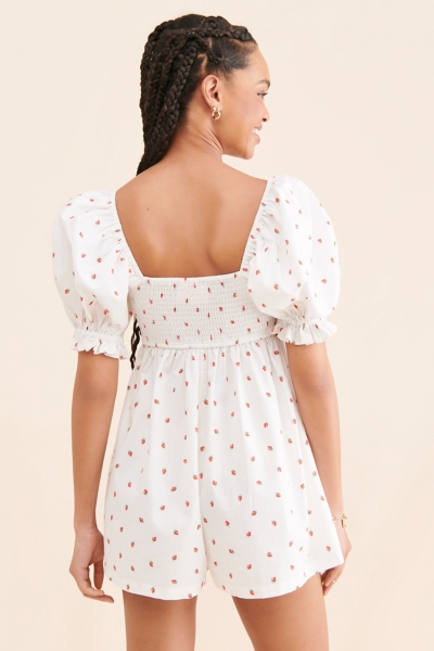 Strawberry Puff-Sleeve Romper | Nuuly