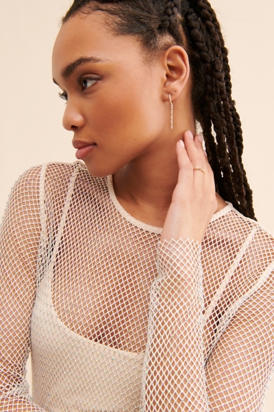 sunday in brooklyn sheer mesh dress Sunday in Brooklyn Cove Long-Sleeve Sheer Cover-Up Midi Dress