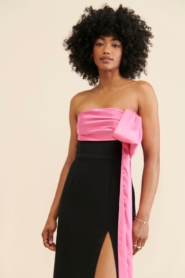 Strapless Column Bow Maxi Dress