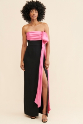 Strapless Column Bow Maxi Dress