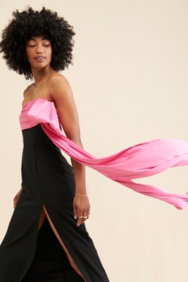Strapless Column Bow Maxi Dress