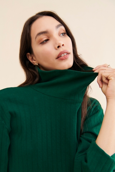 Turtleneck Pointelle Jersey Dress | Nuuly