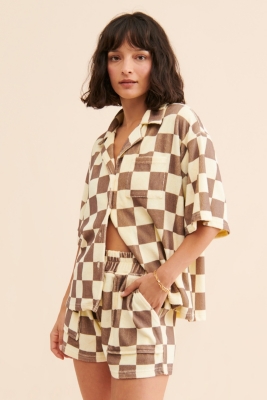 Checker Terry Oversized Button Down | Nuuly