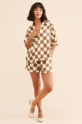 Checker Terry Oversized Button Down | Nuuly