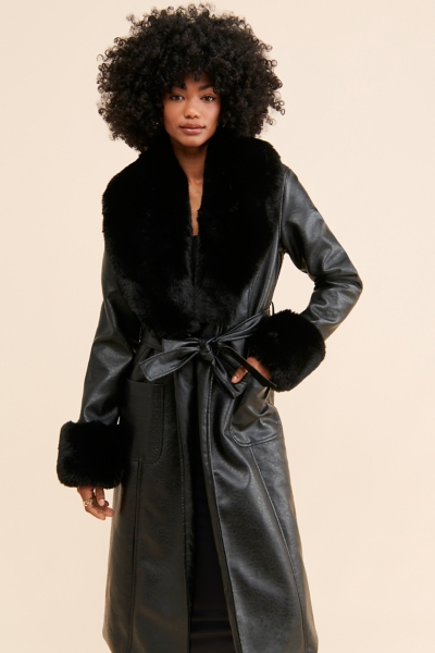 【mideal】shaggy middle coat Mixed Media Coat | Nuuly
