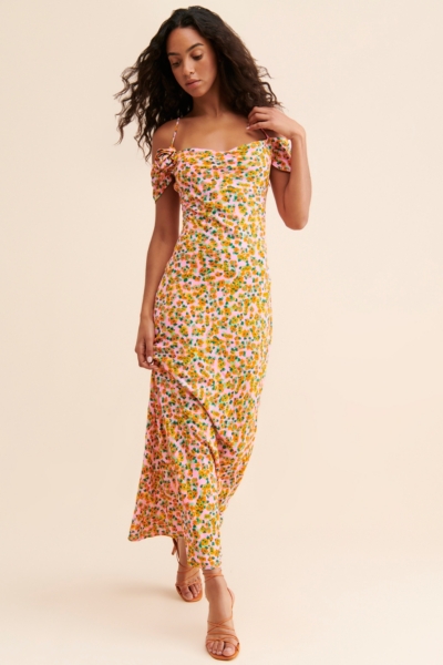 Strapless Floral Organza Mini Dress