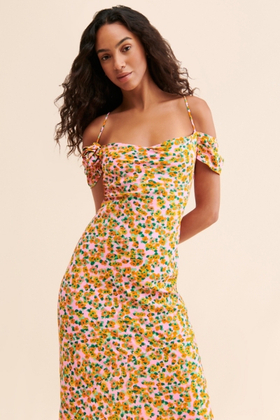 knee length dresses for ladies Strappy Ditsy Floral Boho Maxi Dress main image 1