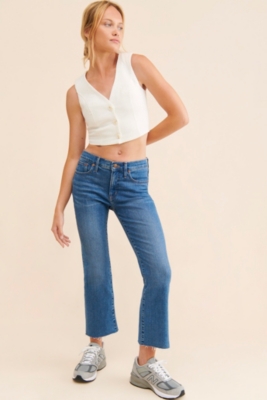 Kick Out Crop Jeans in Cherryville Wash: Raw-Hem Edition