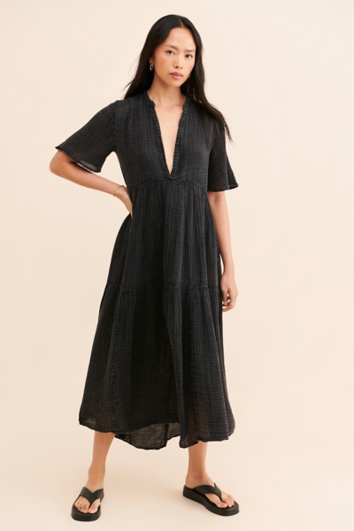 knee length dresses for ladies Threads 4 Thought Women's Adrienne Gauze Smocked Midi Dress XL in Dune, Size XL main image 1