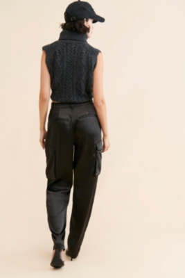 グラミチ　Back Satin CARGO PANTS XXL Women's Satin Cargo Wide Leg Pants Silky Party Dressy Casual