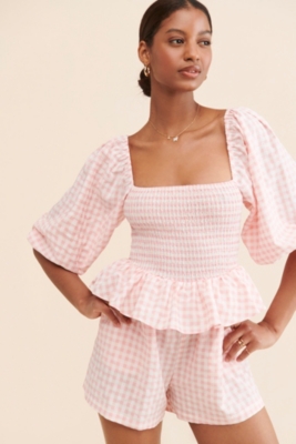 Gingham Ruffle Romper | Nuuly