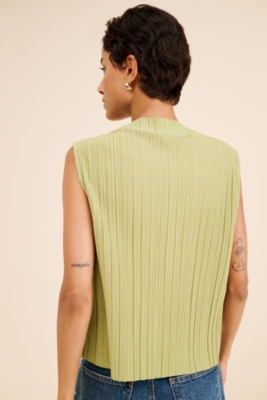 Plisse Mock Neck Top