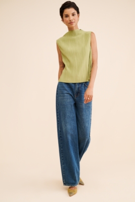 Plisse Mock Neck Top
