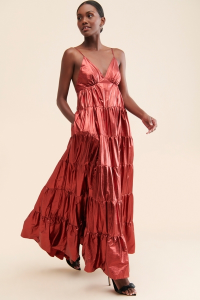 Metallic Tiered Maxi Dress | Nuuly