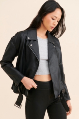 Grommet Detail Vegan Leather Jacket | Nuuly