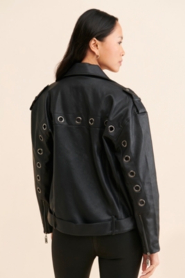 Grommet Detail Vegan Leather Jacket | Nuuly