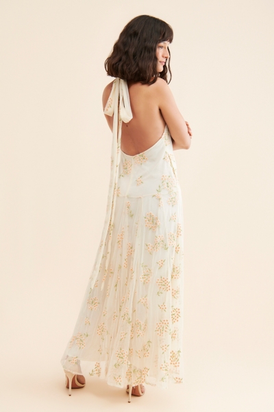 farm rio soft garden blue flower maxi dress FARM Rio Bright BLUE Rococo Flowers Lenzing Ecovero Euroflax Midi Dress, Rococo Flowers Bright BLUE / XL