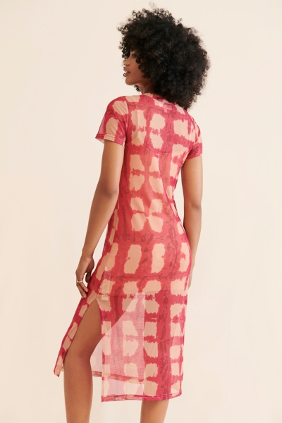 Abstract Printed Mesh Midi Dress | Nuuly